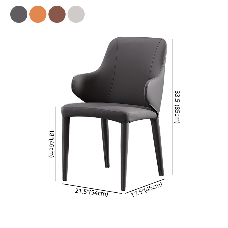 Contemporary Hotel Leather Arm Chair Matte Finish Solid Back Dining Chair Clearhalo ' kitchen&dining_furn' 'Dining Chairs' 'Dining Tables & Seating' 'dining_chair' 'furn' 'furn_dining_chair' 'Furniture' 'furniture_dining_chair' 'Kitchen & Dining Furniture' 'kitchen' 4207519