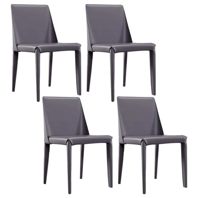 Modern Leather Restaurant Side Chair Solid Back Dining Armless Chair Black 4 Piece Set Clearhalo ' kitchen&dining_furn' 'Dining Chairs' 'Dining Tables & Seating' 'dining_chair' 'furn' 'furn_dining_chair' 'Furniture' 'furniture_dining_chair' 'Kitchen & Dining Furniture' 'kitchen' 4207521