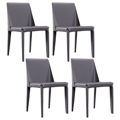 Modern Leather Restaurant Side Chair Solid Back Dining Armless Chair Black 4 Piece Set Clearhalo ' kitchen&dining_furn' 'Dining Chairs' 'Dining Tables & Seating' 'dining_chair' 'furn' 'furn_dining_chair' 'Furniture' 'furniture_dining_chair' 'Kitchen & Dining Furniture' 'kitchen' 4207521