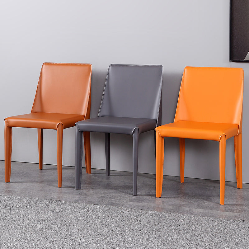 Modern Leather Restaurant Side Chair Solid Back Dining Armless Chair Clearhalo ' kitchen&dining_furn' 'Dining Chairs' 'Dining Tables & Seating' 'dining_chair' 'furn' 'furn_dining_chair' 'Furniture' 'furniture_dining_chair' 'Kitchen & Dining Furniture' 'kitchen' 4207523