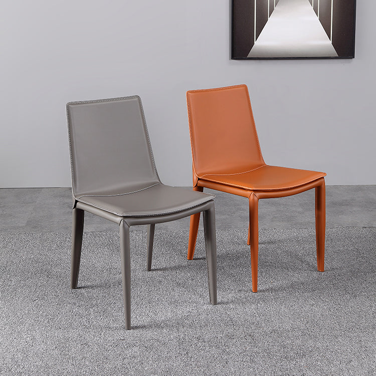 Modern Leather Restaurant Side Chair Solid Back Dining Armless Chair Clearhalo ' kitchen&dining_furn' 'Dining Chairs' 'Dining Tables & Seating' 'dining_chair' 'furn' 'furn_dining_chair' 'Furniture' 'furniture_dining_chair' 'Kitchen & Dining Furniture' 'kitchen' 4207532