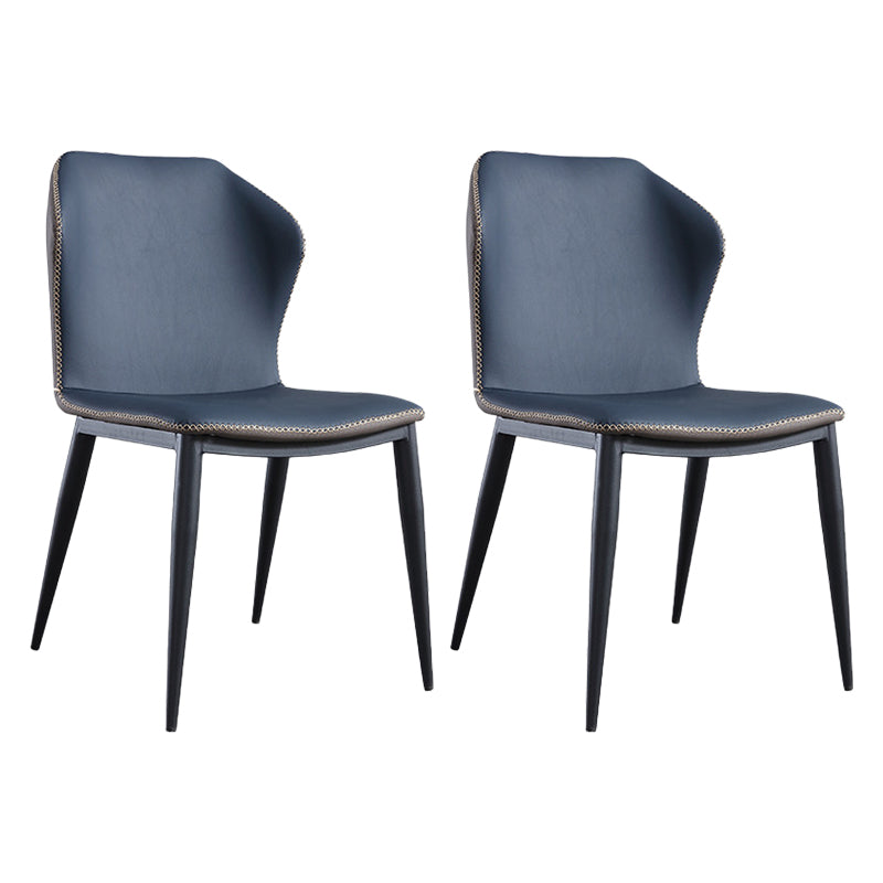 Modern Restaurant Faux Leather Side Chair Matte Finish Wingback Dining Chair Blue 2 Piece Set Clearhalo ' kitchen&dining_furn' 'Dining Chairs' 'Dining Tables & Seating' 'dining_chair' 'furn' 'furn_dining_chair' 'Furniture' 'furniture_dining_chair' 'Kitchen & Dining Furniture' 'kitchen' 4207550
