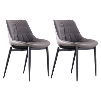 Industrial Metal Dining Room Chairs Armless Faux Leather Dining Chairs for Restaurant Use Dark Gray 2 Piece Set Clearhalo ' kitchen&dining_furn' 'Dining Chairs' 'Dining Tables & Seating' 'dining_chair' 'furn' 'furn_dining_chair' 'Furniture' 'furniture_dining_chair' 'Kitchen & Dining Furniture' 'kitchen' 4207565