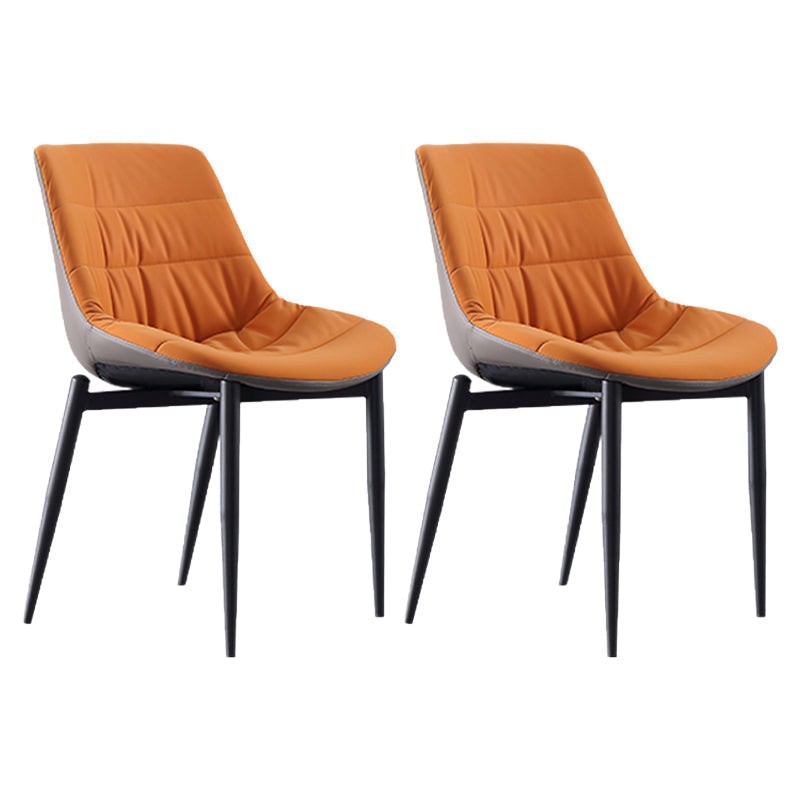 Industrial Metal Dining Room Chairs Armless Faux Leather Dining Chairs for Restaurant Use Orange 2 Piece Set Clearhalo ' kitchen&dining_furn' 'Dining Chairs' 'Dining Tables & Seating' 'dining_chair' 'furn' 'furn_dining_chair' 'Furniture' 'furniture_dining_chair' 'Kitchen & Dining Furniture' 'kitchen' 4207568
