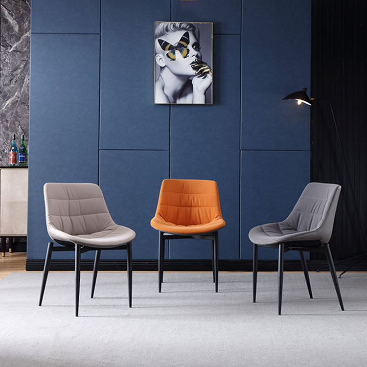 Industrial Metal Dining Room Chairs Armless Faux Leather Dining Chairs for Restaurant Use Clearhalo ' kitchen&dining_furn' 'Dining Chairs' 'Dining Tables & Seating' 'dining_chair' 'furn' 'furn_dining_chair' 'Furniture' 'furniture_dining_chair' 'Kitchen & Dining Furniture' 'kitchen' 4207576