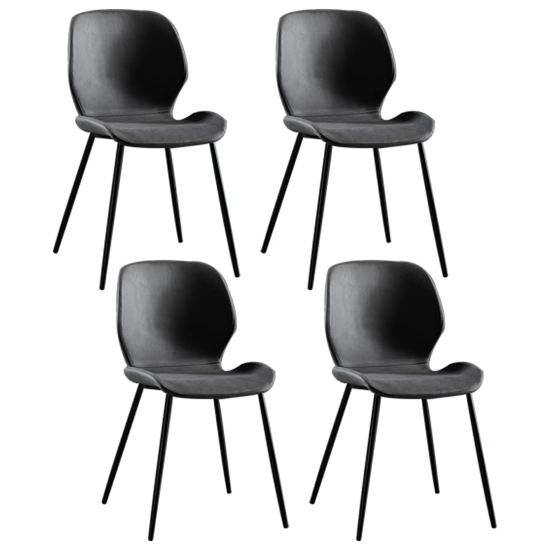 Contemporary Home Upholstered Side Chair Matte Finish Wingback Dining Chair Dark Gray 4 Piece Set Clearhalo ' kitchen&dining_furn' 'Dining Chairs' 'Dining Tables & Seating' 'dining_chair' 'furn' 'furn_dining_chair' 'Furniture' 'furniture_dining_chair' 'Kitchen & Dining Furniture' 'kitchen' 4207580