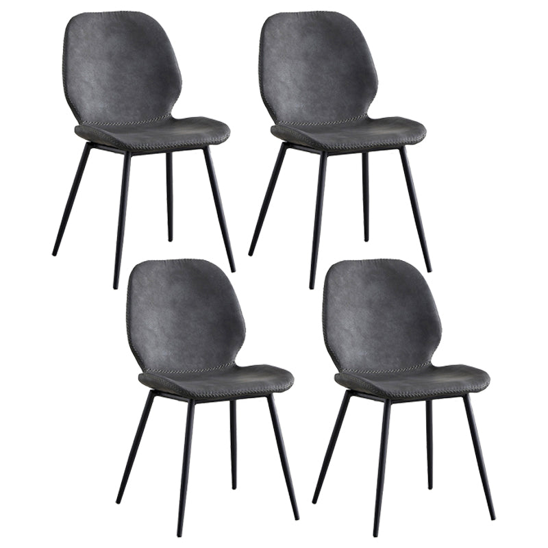 Contemporary Home Upholstered Side Chair Matte Finish Wingback Dining Chair Black-Gray 4 Piece Set Clearhalo ' kitchen&dining_furn' 'Dining Chairs' 'Dining Tables & Seating' 'dining_chair' 'furn' 'furn_dining_chair' 'Furniture' 'furniture_dining_chair' 'Kitchen & Dining Furniture' 'kitchen' 4207593
