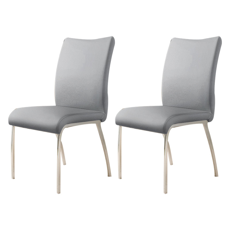 Glam PU Leather Dining Armless Chair Metal Dining Room Chairs for Home Use Grey 2 Piece Set Clearhalo ' kitchen&dining_furn' 'Dining Chairs' 'Dining Tables & Seating' 'dining_chair' 'furn' 'furn_dining_chair' 'Furniture' 'furniture_dining_chair' 'Kitchen & Dining Furniture' 'kitchen' 4207606