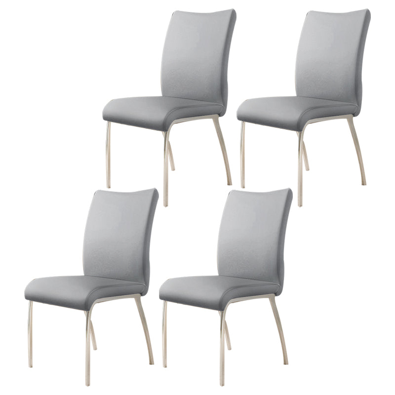Glam PU Leather Dining Armless Chair Metal Dining Room Chairs for Home Use Grey 4 Piece Set Clearhalo ' kitchen&dining_furn' 'Dining Chairs' 'Dining Tables & Seating' 'dining_chair' 'furn' 'furn_dining_chair' 'Furniture' 'furniture_dining_chair' 'Kitchen & Dining Furniture' 'kitchen' 4207609