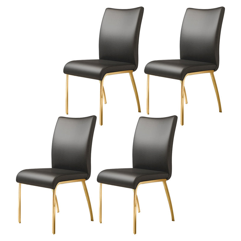 Glam PU Leather Dining Armless Chair Metal Dining Room Chairs for Home Use Black-Gold 4 Piece Set Clearhalo ' kitchen&dining_furn' 'Dining Chairs' 'Dining Tables & Seating' 'dining_chair' 'furn' 'furn_dining_chair' 'Furniture' 'furniture_dining_chair' 'Kitchen & Dining Furniture' 'kitchen' 4207614