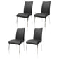 Glam PU Leather Dining Armless Chair Metal Dining Room Chairs for Home Use Black-Silver 4 Piece Set Clearhalo ' kitchen&dining_furn' 'Dining Chairs' 'Dining Tables & Seating' 'dining_chair' 'furn' 'furn_dining_chair' 'Furniture' 'furniture_dining_chair' 'Kitchen & Dining Furniture' 'kitchen' 4207623