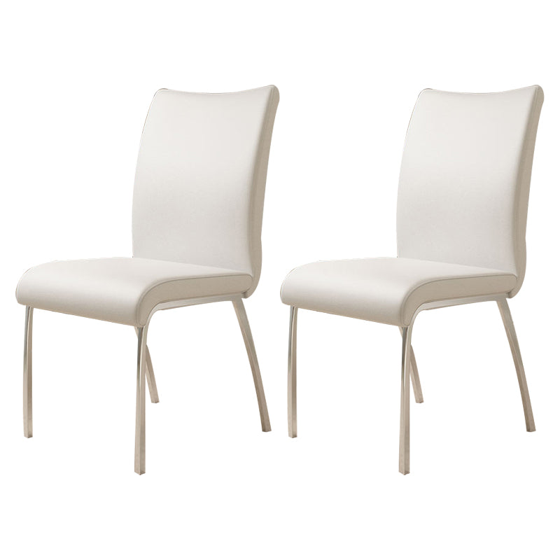Glam PU Leather Dining Armless Chair Metal Dining Room Chairs for Home Use White-Silver 2 Piece Set Clearhalo ' kitchen&dining_furn' 'Dining Chairs' 'Dining Tables & Seating' 'dining_chair' 'furn' 'furn_dining_chair' 'Furniture' 'furniture_dining_chair' 'Kitchen & Dining Furniture' 'kitchen' 4207624