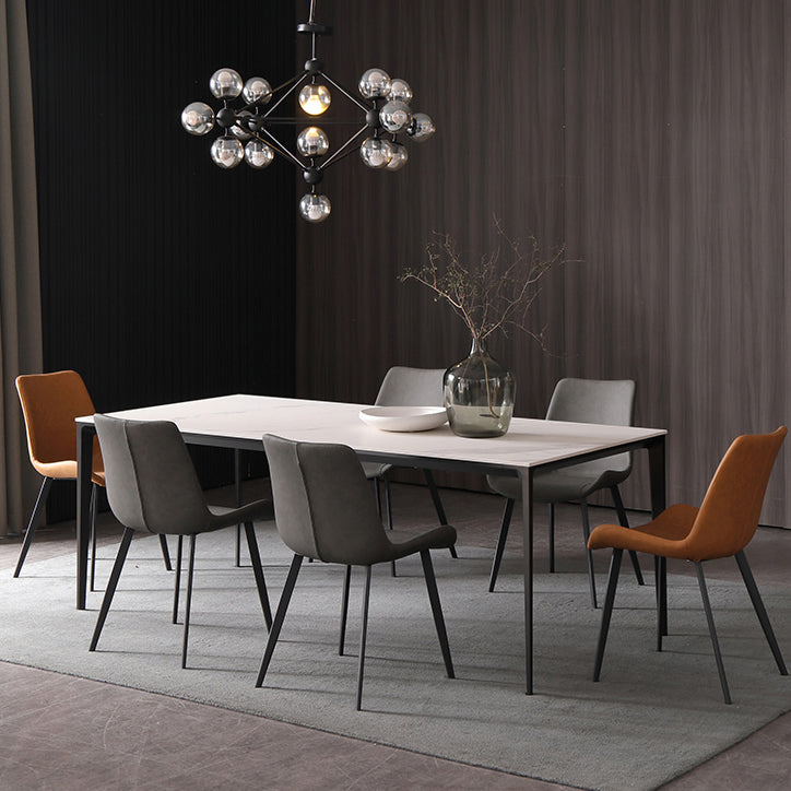 Contemporary Restaurant Leather Side Chair Solid Back Dining Chair Clearhalo ' kitchen&dining_furn' 'Dining Chairs' 'Dining Tables & Seating' 'dining_chair' 'furn' 'furn_dining_chair' 'Furniture' 'furniture_dining_chair' 'Kitchen & Dining Furniture' 'kitchen' 4207629