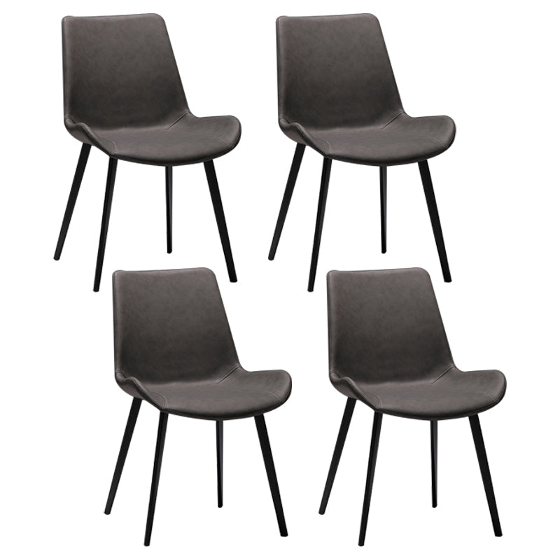 Contemporary Restaurant Leather Side Chair Solid Back Dining Chair Grey 4 Piece Set Clearhalo ' kitchen&dining_furn' 'Dining Chairs' 'Dining Tables & Seating' 'dining_chair' 'furn' 'furn_dining_chair' 'Furniture' 'furniture_dining_chair' 'Kitchen & Dining Furniture' 'kitchen' 4207630