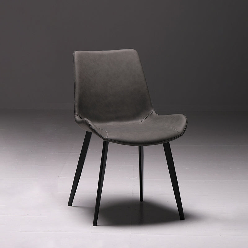 Contemporary Restaurant Leather Side Chair Solid Back Dining Chair Clearhalo ' kitchen&dining_furn' 'Dining Chairs' 'Dining Tables & Seating' 'dining_chair' 'furn' 'furn_dining_chair' 'Furniture' 'furniture_dining_chair' 'Kitchen & Dining Furniture' 'kitchen' 4207634