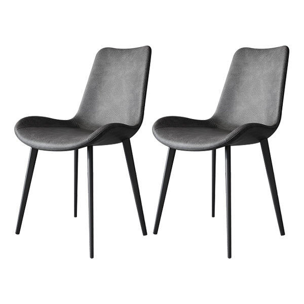 Contemporary Metal Dining Armless Chair Leather Dining Chairs for Restaurant Use Dark Gray 2 Piece Set Clearhalo ' kitchen&dining_furn' 'Dining Chairs' 'Dining Tables & Seating' 'dining_chair' 'furn' 'furn_dining_chair' 'Furniture' 'furniture_dining_chair' 'Kitchen & Dining Furniture' 'kitchen' 4207641
