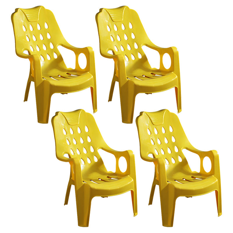 Modern Indoor Dining Arm Chairs Stackable Dining Armchairs with Plastic Legs Yellow 4 Piece Set Clearhalo ' kitchen&dining_furn' 'Dining Chairs' 'Dining Tables & Seating' 'dining_chair' 'furn' 'furn_dining_chair' 'Furniture' 'furniture_dining_chair' 'Kitchen & Dining Furniture' 'kitchen' 4207679