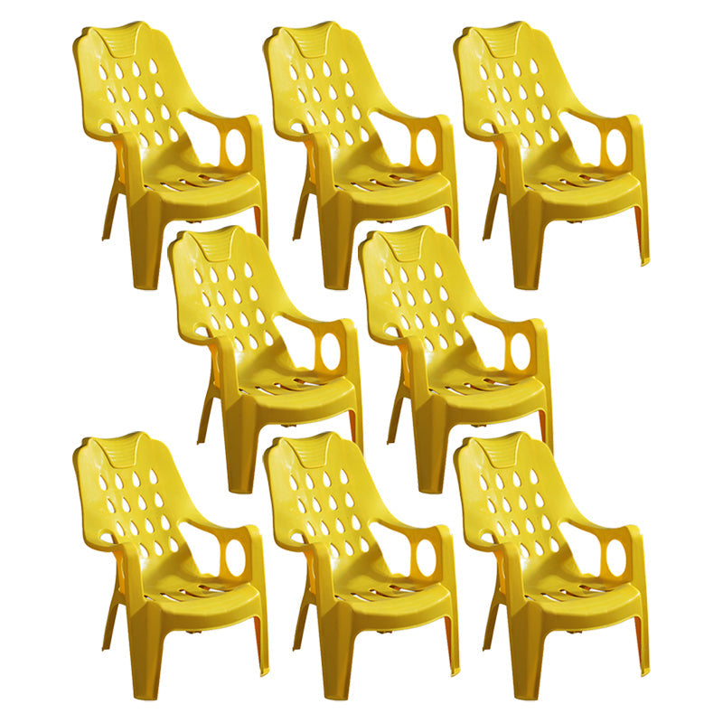 Modern Indoor Dining Arm Chairs Stackable Dining Armchairs with Plastic Legs Yellow 8 Piece Set Clearhalo ' kitchen&dining_furn' 'Dining Chairs' 'Dining Tables & Seating' 'dining_chair' 'furn' 'furn_dining_chair' 'Furniture' 'furniture_dining_chair' 'Kitchen & Dining Furniture' 'kitchen' 4207681