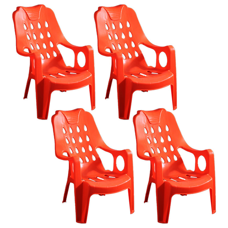 Modern Indoor Dining Arm Chairs Stackable Dining Armchairs with Plastic Legs Orange 4 Piece Set Clearhalo ' kitchen&dining_furn' 'Dining Chairs' 'Dining Tables & Seating' 'dining_chair' 'furn' 'furn_dining_chair' 'Furniture' 'furniture_dining_chair' 'Kitchen & Dining Furniture' 'kitchen' 4207684