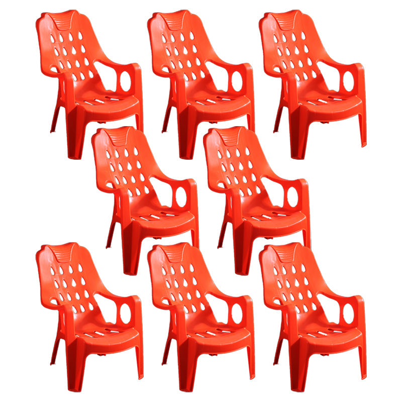 Modern Indoor Dining Arm Chairs Stackable Dining Armchairs with Plastic Legs Orange 8 Piece Set Clearhalo ' kitchen&dining_furn' 'Dining Chairs' 'Dining Tables & Seating' 'dining_chair' 'furn' 'furn_dining_chair' 'Furniture' 'furniture_dining_chair' 'Kitchen & Dining Furniture' 'kitchen' 4207685