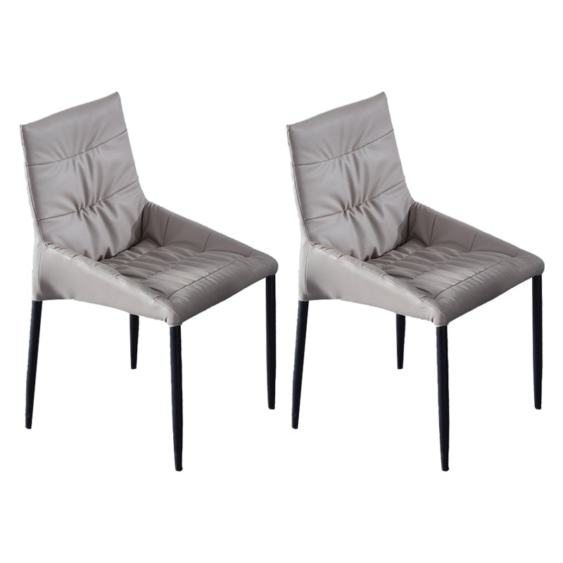 Contemporary Home Side Chair Solid Back Metal Upholstered Dining Room Chair (Set of 2) Beige Clearhalo ' kitchen&dining_furn' 'Dining Chairs' 'Dining Tables & Seating' 'dining_chair' 'furn' 'furn_dining_chair' 'Furniture' 'furniture_dining_chair' 'Kitchen & Dining Furniture' 'kitchen' 4207692
