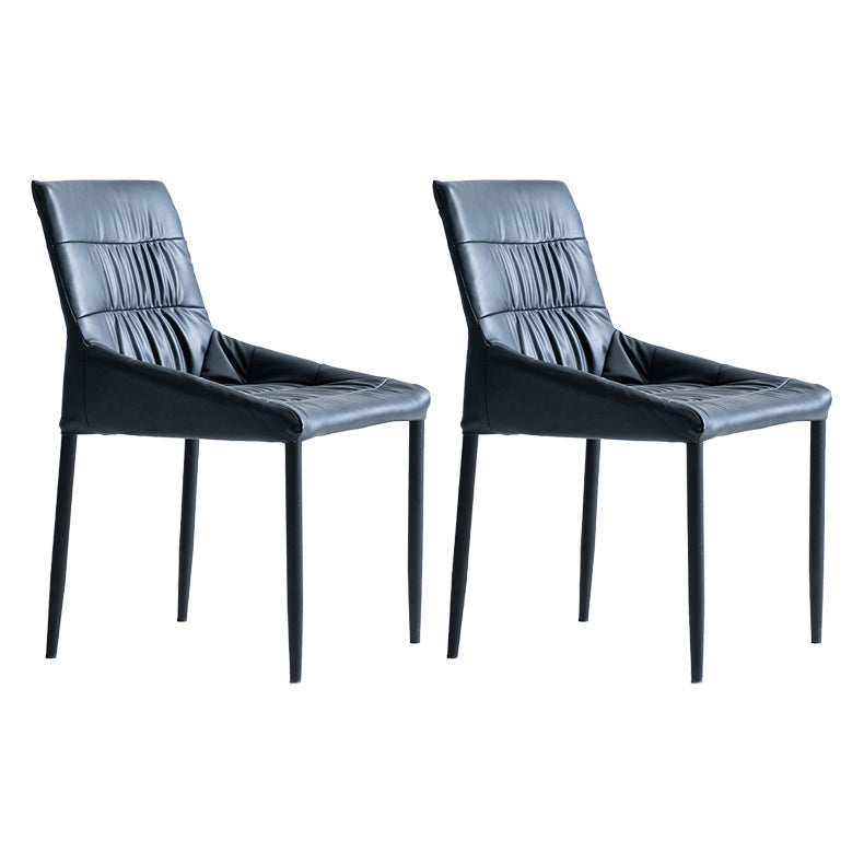 Contemporary Home Side Chair Solid Back Metal Upholstered Dining Room Chair (Set of 2) Gray Blue Clearhalo ' kitchen&dining_furn' 'Dining Chairs' 'Dining Tables & Seating' 'dining_chair' 'furn' 'furn_dining_chair' 'Furniture' 'furniture_dining_chair' 'Kitchen & Dining Furniture' 'kitchen' 4207693
