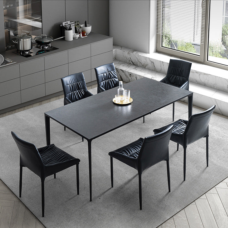 Contemporary Home Side Chair Solid Back Metal Upholstered Dining Room Chair (Set of 2) Clearhalo ' kitchen&dining_furn' 'Dining Chairs' 'Dining Tables & Seating' 'dining_chair' 'furn' 'furn_dining_chair' 'Furniture' 'furniture_dining_chair' 'Kitchen & Dining Furniture' 'kitchen' 4207694