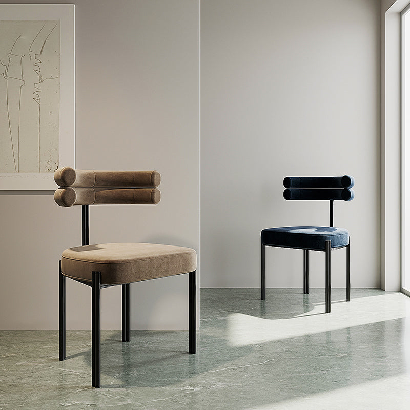 Designer Style Home Velvet Side Chair Matte Finish Open Back Dining Chairs (Set of 2) Clearhalo ' kitchen&dining_furn' 'Dining Chairs' 'Dining Tables & Seating' 'dining_chair' 'furn' 'furn_dining_chair' 'Furniture' 'furniture_dining_chair' 'Kitchen & Dining Furniture' 'kitchen' 4207706