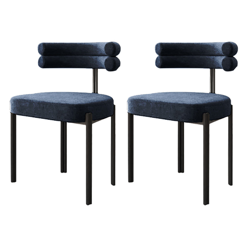Designer Style Home Velvet Side Chair Matte Finish Open Back Dining Chairs (Set of 2) Blue Clearhalo ' kitchen&dining_furn' 'Dining Chairs' 'Dining Tables & Seating' 'dining_chair' 'furn' 'furn_dining_chair' 'Furniture' 'furniture_dining_chair' 'Kitchen & Dining Furniture' 'kitchen' 4207708
