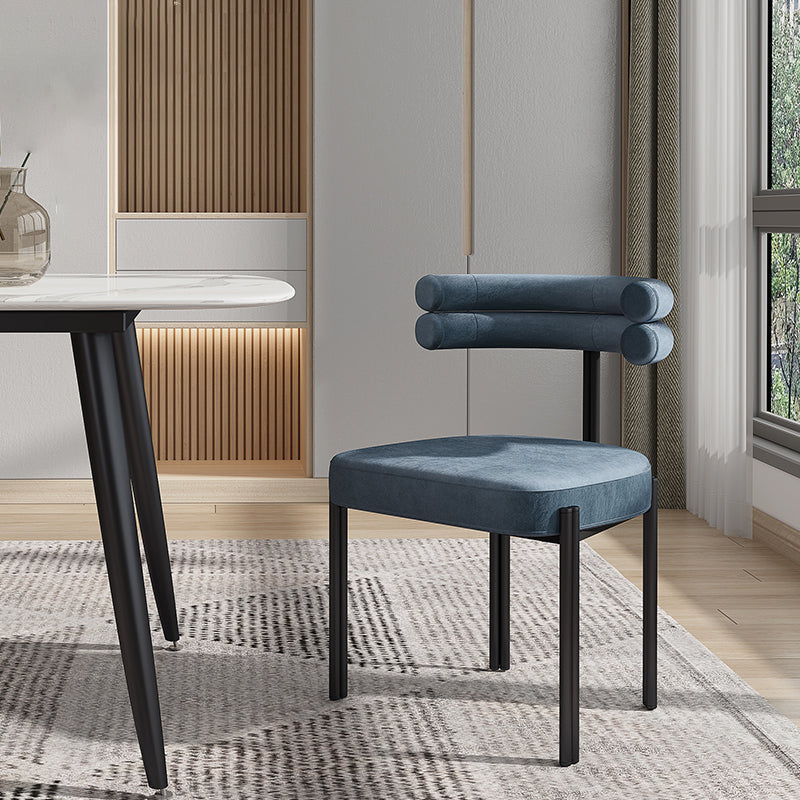 Designer Style Home Velvet Side Chair Matte Finish Open Back Dining Chairs (Set of 2) Clearhalo ' kitchen&dining_furn' 'Dining Chairs' 'Dining Tables & Seating' 'dining_chair' 'furn' 'furn_dining_chair' 'Furniture' 'furniture_dining_chair' 'Kitchen & Dining Furniture' 'kitchen' 4207709
