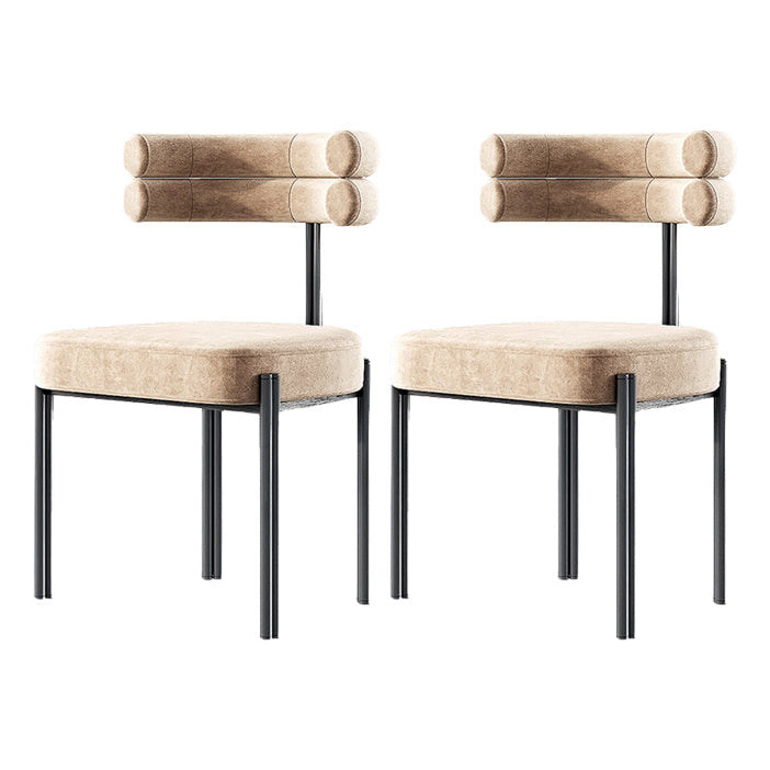 Designer Style Home Velvet Side Chair Matte Finish Open Back Dining Chairs (Set of 2) Khaki Clearhalo ' kitchen&dining_furn' 'Dining Chairs' 'Dining Tables & Seating' 'dining_chair' 'furn' 'furn_dining_chair' 'Furniture' 'furniture_dining_chair' 'Kitchen & Dining Furniture' 'kitchen' 4207710