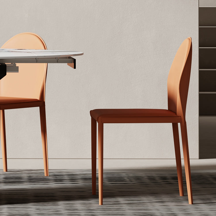 Minimalist Style Leather Dining Chairs Solid Back Armless Side Chairs for Home Use Clearhalo ' kitchen&dining_furn' 'Dining Chairs' 'Dining Tables & Seating' 'dining_chair' 'furn' 'furn_dining_chair' 'Furniture' 'furniture_dining_chair' 'Kitchen & Dining Furniture' 'kitchen' 4207721