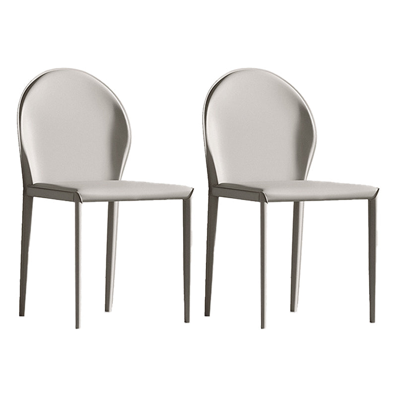 Minimalist Style Leather Dining Chairs Solid Back Armless Side Chairs for Home Use Grey 2 Piece Set Clearhalo ' kitchen&dining_furn' 'Dining Chairs' 'Dining Tables & Seating' 'dining_chair' 'furn' 'furn_dining_chair' 'Furniture' 'furniture_dining_chair' 'Kitchen & Dining Furniture' 'kitchen' 4207723