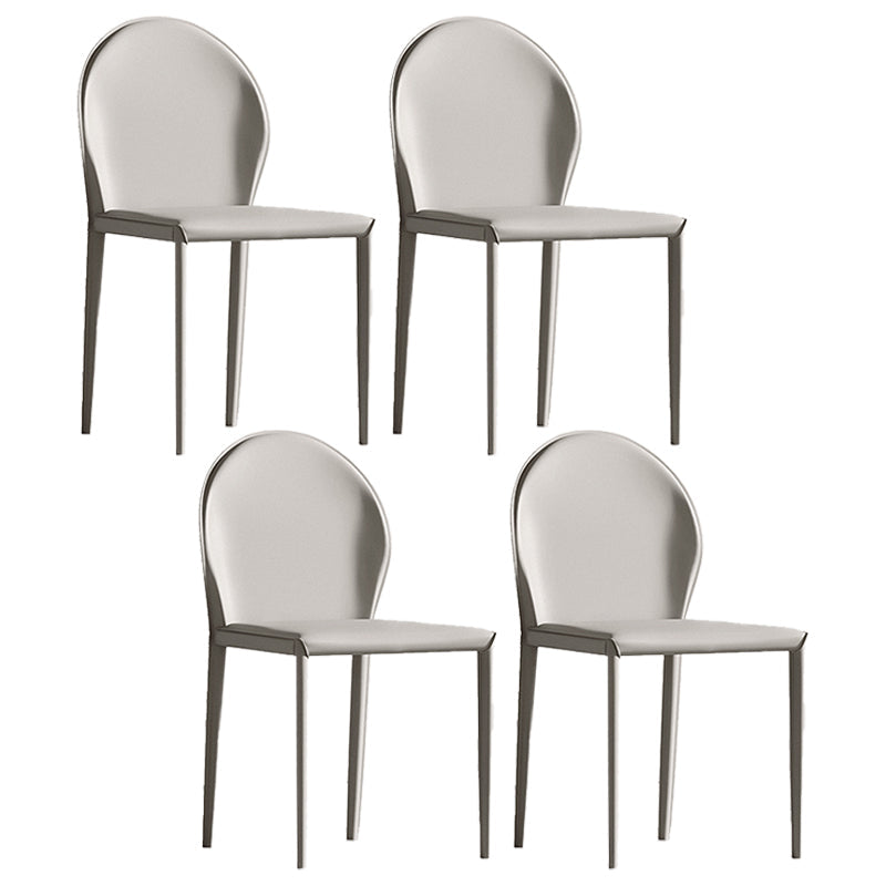 Minimalist Style Leather Dining Chairs Solid Back Armless Side Chairs for Home Use Grey 4 Piece Set Clearhalo ' kitchen&dining_furn' 'Dining Chairs' 'Dining Tables & Seating' 'dining_chair' 'furn' 'furn_dining_chair' 'Furniture' 'furniture_dining_chair' 'Kitchen & Dining Furniture' 'kitchen' 4207725
