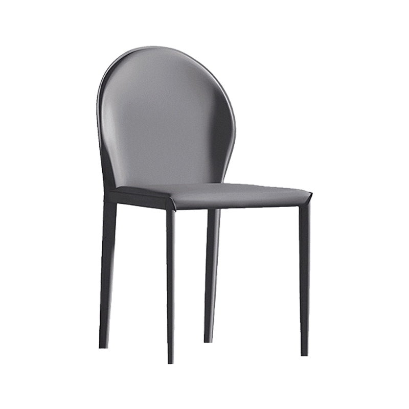Minimalist Style Leather Dining Chairs Solid Back Armless Side Chairs for Home Use Silver Gray 1 Piece Clearhalo ' kitchen&dining_furn' 'Dining Chairs' 'Dining Tables & Seating' 'dining_chair' 'furn' 'furn_dining_chair' 'Furniture' 'furniture_dining_chair' 'Kitchen & Dining Furniture' 'kitchen' 4207733