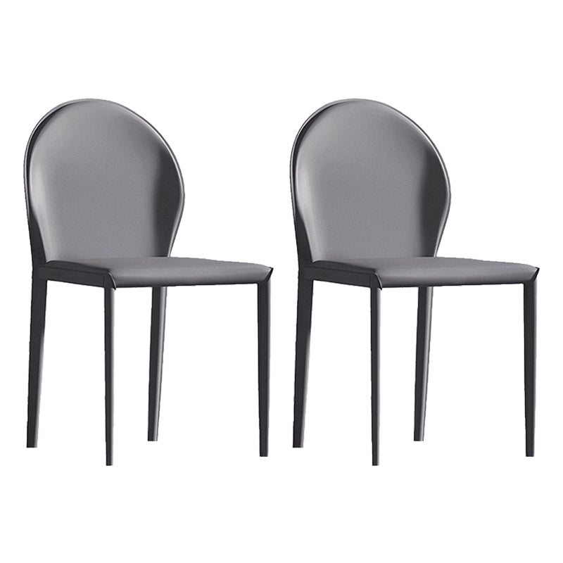 Minimalist Style Leather Dining Chairs Solid Back Armless Side Chairs for Home Use Silver Gray 2 Piece Set Clearhalo ' kitchen&dining_furn' 'Dining Chairs' 'Dining Tables & Seating' 'dining_chair' 'furn' 'furn_dining_chair' 'Furniture' 'furniture_dining_chair' 'Kitchen & Dining Furniture' 'kitchen' 4207735