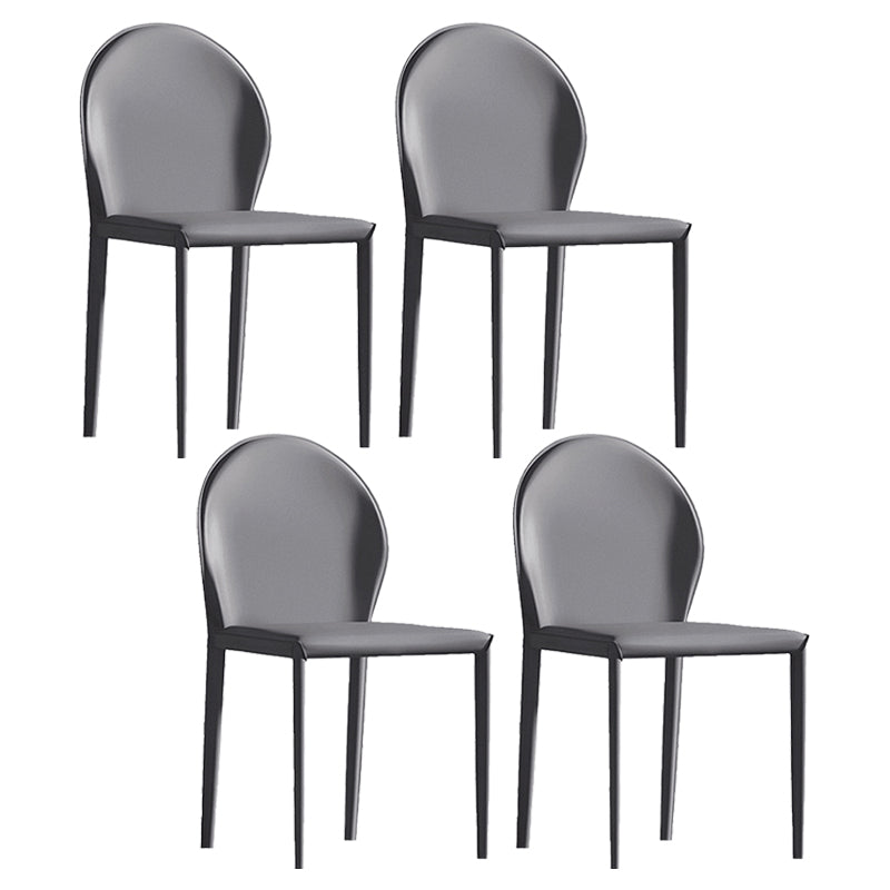 Minimalist Style Leather Dining Chairs Solid Back Armless Side Chairs for Home Use Silver Gray 4 Piece Set Clearhalo ' kitchen&dining_furn' 'Dining Chairs' 'Dining Tables & Seating' 'dining_chair' 'furn' 'furn_dining_chair' 'Furniture' 'furniture_dining_chair' 'Kitchen & Dining Furniture' 'kitchen' 4207737