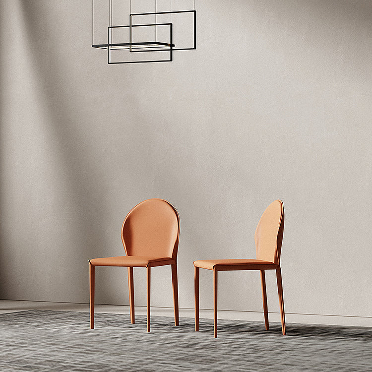 Minimalist Style Leather Dining Chairs Solid Back Armless Side Chairs for Home Use Clearhalo ' kitchen&dining_furn' 'Dining Chairs' 'Dining Tables & Seating' 'dining_chair' 'furn' 'furn_dining_chair' 'Furniture' 'furniture_dining_chair' 'Kitchen & Dining Furniture' 'kitchen' 4207738