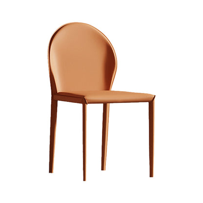 Minimalist Style Leather Dining Chairs Solid Back Armless Side Chairs for Home Use Orange 1 Piece Clearhalo ' kitchen&dining_furn' 'Dining Chairs' 'Dining Tables & Seating' 'dining_chair' 'furn' 'furn_dining_chair' 'Furniture' 'furniture_dining_chair' 'Kitchen & Dining Furniture' 'kitchen' 4207739
