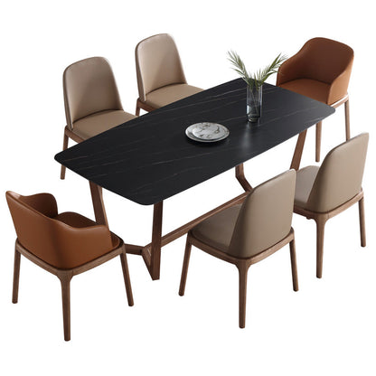 Sintered Stone Black Dining Table Simplicity Trestle Base Table for Dining Room Without Chairs Clearhalo ' dining_table' 'Dining Tables & Seating' 'Dining Tables' 'furn' 'furn_dining_table' 'Furniture' 'furniture_dining_table' 'Kitchen & Dining Furniture' 'kitchen&dining_furn' 'kitchen' 'kitchen_dining_table' 4207762