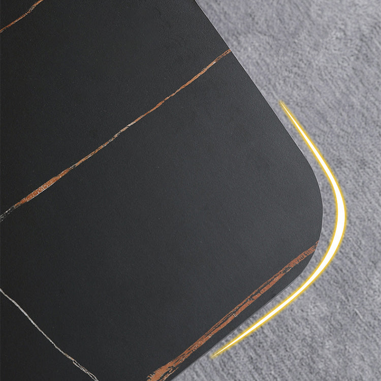 Sintered Stone Black Dining Table Simplicity Trestle Base Table for Dining Room Clearhalo ' dining_table' 'Dining Tables & Seating' 'Dining Tables' 'furn' 'furn_dining_table' 'Furniture' 'furniture_dining_table' 'Kitchen & Dining Furniture' 'kitchen&dining_furn' 'kitchen' 'kitchen_dining_table' 4207765