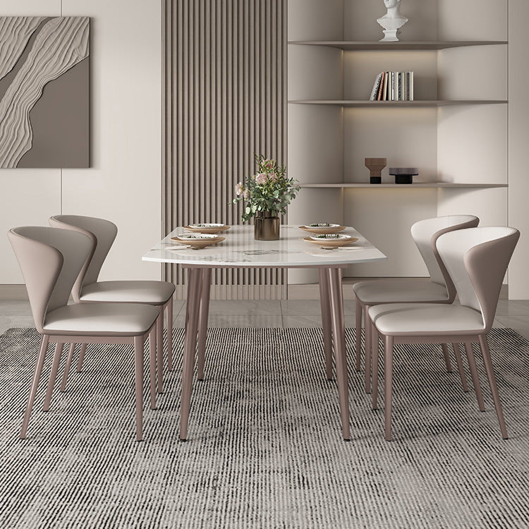 Simple Sintered Stone Extendable Table White Round Shape Dining Table for Kitchen Clearhalo ' dining_table' 'Dining Tables & Seating' 'Dining Tables' 'furn' 'furn_dining_table' 'Furniture' 'furniture_dining_table' 'Kitchen & Dining Furniture' 'kitchen&dining_furn' 'kitchen' 'kitchen_dining_table' 4207772