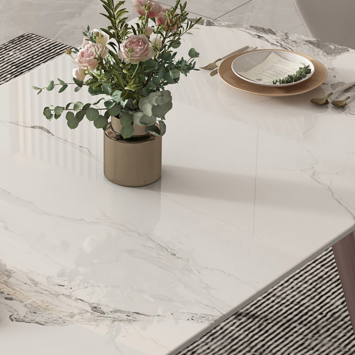 Simple Sintered Stone Extendable Table White Round Shape Dining Table for Kitchen Clearhalo ' dining_table' 'Dining Tables & Seating' 'Dining Tables' 'furn' 'furn_dining_table' 'Furniture' 'furniture_dining_table' 'Kitchen & Dining Furniture' 'kitchen&dining_furn' 'kitchen' 'kitchen_dining_table' 4207776