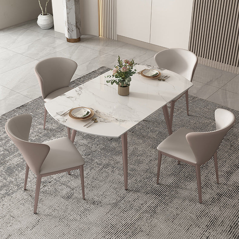 Simple Sintered Stone Extendable Table White Round Shape Dining Table for Kitchen Clearhalo ' dining_table' 'Dining Tables & Seating' 'Dining Tables' 'furn' 'furn_dining_table' 'Furniture' 'furniture_dining_table' 'Kitchen & Dining Furniture' 'kitchen&dining_furn' 'kitchen' 'kitchen_dining_table' 4207778