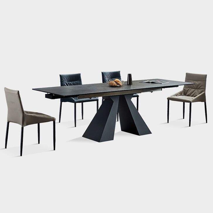 Industrial Black Standard Dining Table Sintered Stone Rectangle Dining Table for Kitchen Clearhalo ' dining_table' 'Dining Tables & Seating' 'Dining Tables' 'furn' 'furn_dining_table' 'Furniture' 'furniture_dining_table' 'Kitchen & Dining Furniture' 'kitchen&dining_furn' 'kitchen' 'kitchen_dining_table' 4207782