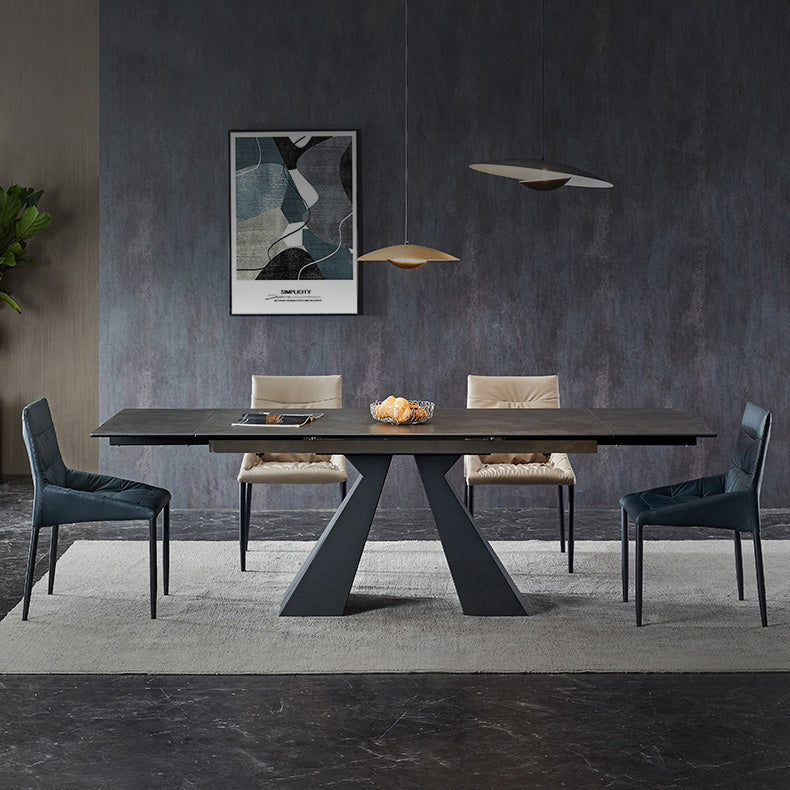 Industrial Black Standard Dining Table Sintered Stone Rectangle Dining Table for Kitchen Clearhalo ' dining_table' 'Dining Tables & Seating' 'Dining Tables' 'furn' 'furn_dining_table' 'Furniture' 'furniture_dining_table' 'Kitchen & Dining Furniture' 'kitchen&dining_furn' 'kitchen' 'kitchen_dining_table' 4207790