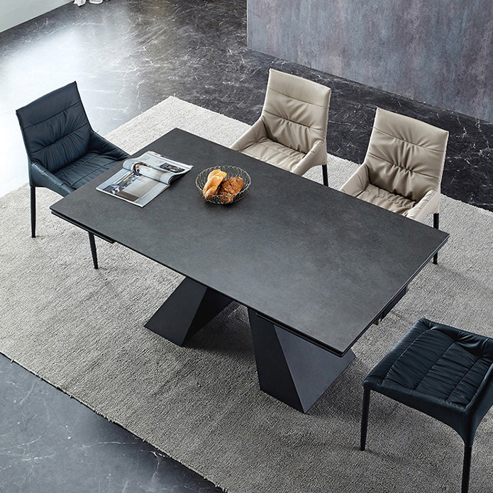 Industrial Black Standard Dining Table Sintered Stone Rectangle Dining Table for Kitchen Clearhalo ' dining_table' 'Dining Tables & Seating' 'Dining Tables' 'furn' 'furn_dining_table' 'Furniture' 'furniture_dining_table' 'Kitchen & Dining Furniture' 'kitchen&dining_furn' 'kitchen' 'kitchen_dining_table' 4207793