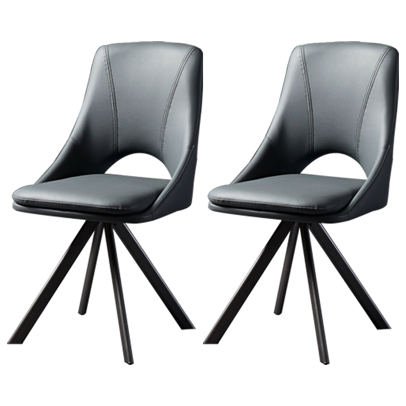 Contemporary Design Open Back Dining Side Chairs Leather Dining Chairs Grey 2 Piece Set Clearhalo ' kitchen&dining_furn' 'Dining Chairs' 'Dining Tables & Seating' 'dining_chair' 'furn' 'furn_dining_chair' 'Furniture' 'furniture_dining_chair' 'Kitchen & Dining Furniture' 'kitchen' 4207797