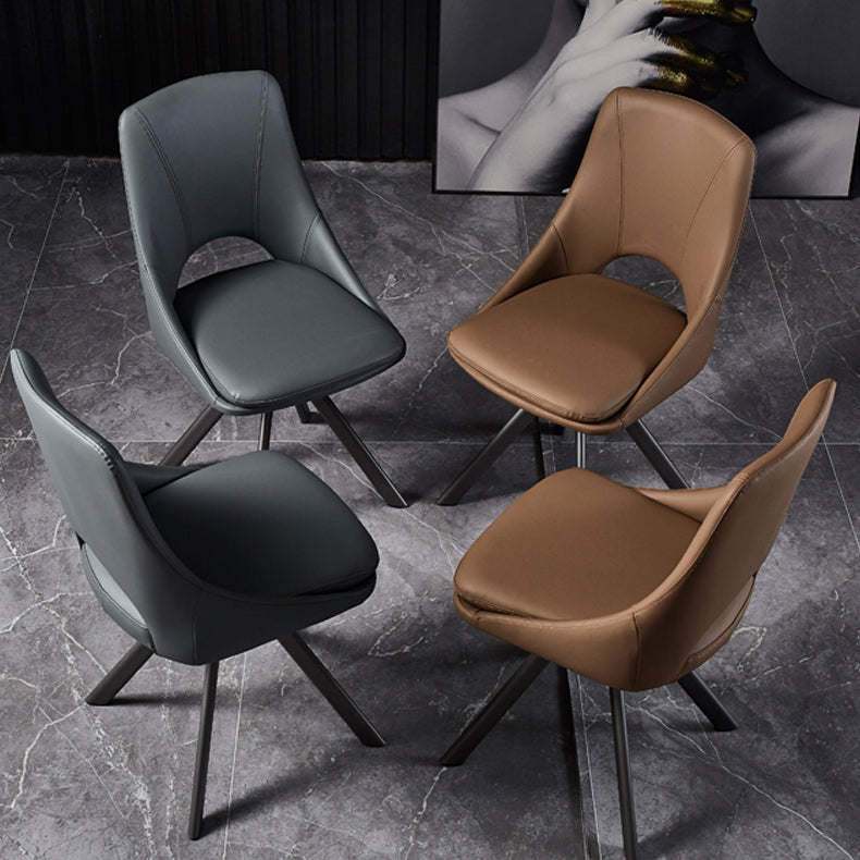 Contemporary Design Open Back Dining Side Chairs Leather Dining Chairs Clearhalo ' kitchen&dining_furn' 'Dining Chairs' 'Dining Tables & Seating' 'dining_chair' 'furn' 'furn_dining_chair' 'Furniture' 'furniture_dining_chair' 'Kitchen & Dining Furniture' 'kitchen' 4207807