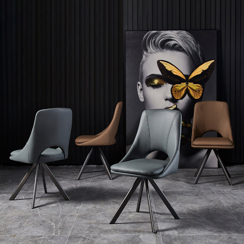 Contemporary Design Open Back Dining Side Chairs Leather Dining Chairs Clearhalo ' kitchen&dining_furn' 'Dining Chairs' 'Dining Tables & Seating' 'dining_chair' 'furn' 'furn_dining_chair' 'Furniture' 'furniture_dining_chair' 'Kitchen & Dining Furniture' 'kitchen' 4207808